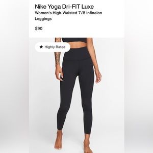 NWT Nike Yoga Luxe leggings in color Black and size large